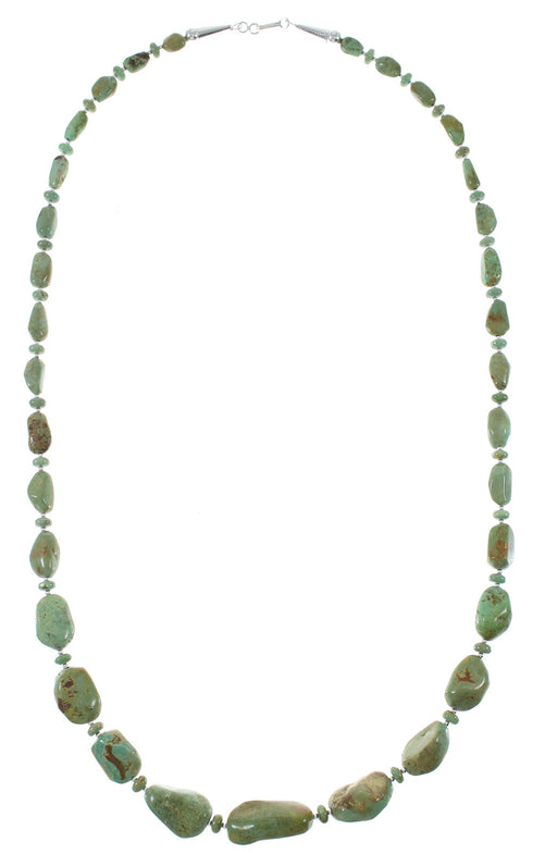 Native American Sterling Silver Kingman Turquoise Bead Necklace AX85154